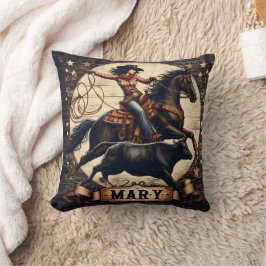 女性のカーボーイローピンアステアアットロデオイベント クッション