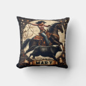 女性のカーボーイローピンアステアアットロデオイベント クッション (正面)