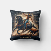 女性のカーボーイローピングキャトルアットアウェスタンロデオイベント クッション (正面)