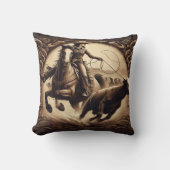 女性のカーボーイローピングキャトルアットアフタヌーンロデオ クッション (正面)