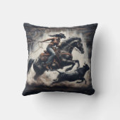 女性のカーボーイローピングキャトルアットアンエキサイティングRodeo クッション (裏面)