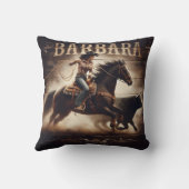 女性のカーボーイローピングキャトルアットザロデオイベント クッション (裏面)