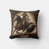 女性のカーボーイローピングキャトルアットザロデオ クッション (正面)