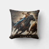 女性のカーボーイローピングキャトルアットロデオイベント クッション (正面)