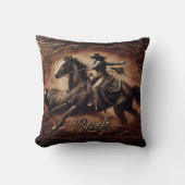 女性のカーボーイローピングコンテストatローカルロードーイベント クッション (正面)