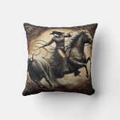 女性のカーボーイローピングブルアットロデオイベントインアリーナ クッション (裏面)