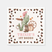 女性のカーボーイワイルドウェスト1stロデオランチバースデーパーティー スタンダードカクテルナプキン (正面)