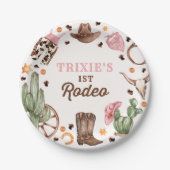 女性のカーボーイワイルドウェスト1stロデオランチバースデーパーティー ペーパープレート (正面)