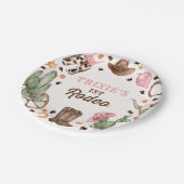 女性のカーボーイワイルドウェスト1stロデオランチバースデーパーティー ペーパープレート (アングル)