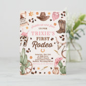 女性のカーボーイワイルドウェスト1stロデオランチバースデーパーティー 招待状 (スタンド正面)