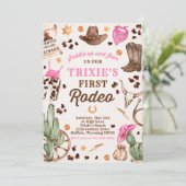 女性のカーボーイワイルドウェスト1stロデオランチバースデーパーティー 招待状 (スタンド正面)
