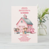 女性のカーボーイワイルドウェスト1stロデオランチバースデーパーティー 招待状 (スタンド正面)