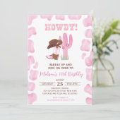 女性のカーボーイワイルドウエストウェスタン誕生日招待状 招待状 (スタンド正面)