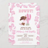女性のカーボーイワイルドウエストウェスタン誕生日招待状 招待状 (正面/裏面)