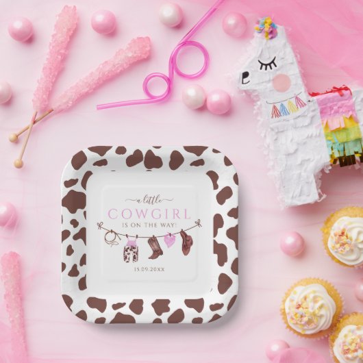 女性のカーボーイワイルドウエストロデオウェスタンガールベビーシャワー ペーパープレート