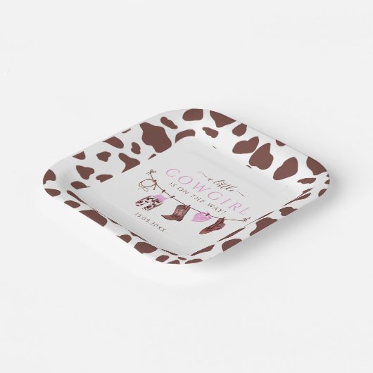 女性のカーボーイワイルドウエストロデオウェスタンガールベビーシャワー ペーパープレート (傾斜あり)