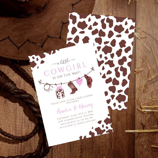 女性のカーボーイワイルドウエストロデオウェスタンガールベビーシャワー 招待状