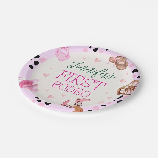 女性のカーボーイワイルドウエストロデオバースデーパーティー ペーパープレート (アングル)