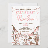 女性のカーボーイワイルドウエストロデオバースデーパーティー 招待状 (正面)