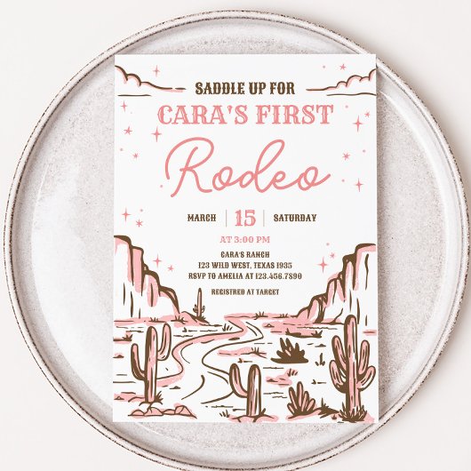 女性のカーボーイワイルドウエストロデオバースデーパーティー 招待状