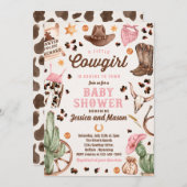 女性のカーボーイワイルドウエストロデオランチガールベビーシャワー 招待状 (正面/裏面)