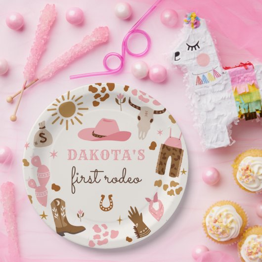 女性のカーボーイワイルドウエストロデオランチバースデーパーティードコール ペーパープレート (パーティー)