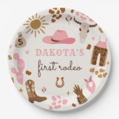 女性のカーボーイワイルドウエストロデオランチバースデーパーティードコール ペーパープレート (正面)