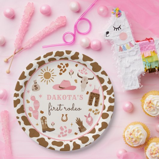 女性のカーボーイワイルドウエストロデオランチバースデーパーティードコール ペーパープレート (パーティー)