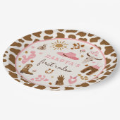 女性のカーボーイワイルドウエストロデオランチバースデーパーティードコール ペーパープレート (アングル)