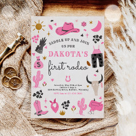 女性のカーボーイワイルドウエストロデオランチバースデーパーティー 招待状