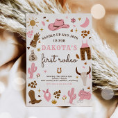 女性のカーボーイワイルドウエストロデオランチバースデーパーティー 招待状