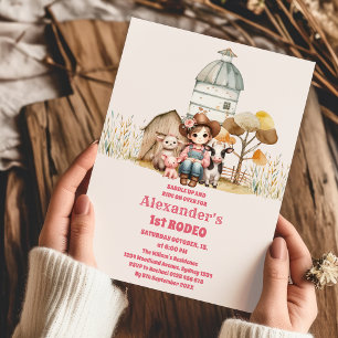 女性のカーボーイワイルドウエストロデオランチバースデーパーティー 招待状