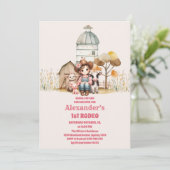 女性のカーボーイワイルドウエストロデオランチバースデーパーティー 招待状 (スタンド正面)