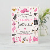 女性のカーボーイワイルドウエストロデオランチバースデーパーティー 招待状 (スタンド正面)