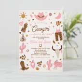 女性のカーボーイワイルドウエストロデオランチベビーシャワー 招待状 (スタンド正面)