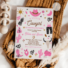 女性のカーボーイワイルドウエストロデオランチベビーシャワー 招待状