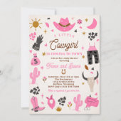 女性のカーボーイワイルドウエストロデオランチベビーシャワー 招待状 (正面)