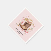 女性のカーボーイワイルドフラワーズバッシュ誕生日ピンクウェスタン スタンダードカクテルナプキン (角)