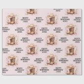 女性のカーボーイワイルドフラワーズバッシュ誕生日 | ピンクの西 ラッピングペーパー (フラット)