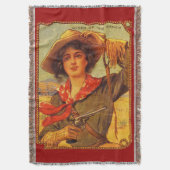 女性のカーボーイヴィンテージ「女王の牧場」ブランケット スローブランケット (正面縦)