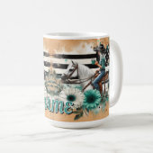 女性のカーボーイ乗馬フローラと西部 コーヒーマグカップ (正面右)