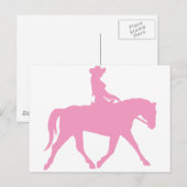 女性のカーボーイ乗馬（ピンク） ポストカード (正面/裏面)