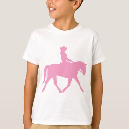 女性のカーボーイ乗馬(ピンク) Tシャツ (正面)
