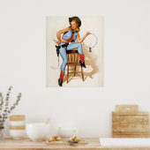 女性のカーボーイ代理のピン留め ポスター (キッチン)