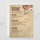 女性のカーボーイ先誕生日素朴ピンクフローラ 招待状 (裏面)