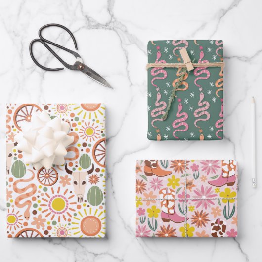 女性のカーボーイ冒険 ラッピングペーパーシート (正面)