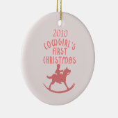 女性のカーボーイ初めてのクリスマス セラミックオーナメント (右)