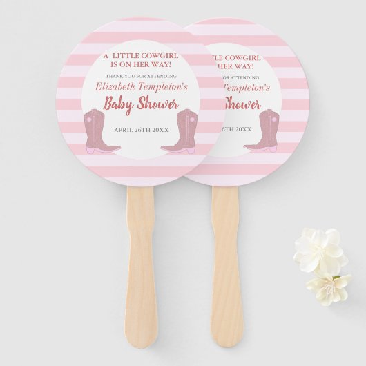 女性のカーボーイ国のベビーシャワーファン ハンドファン (正面&裏面)