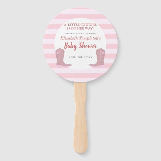 女性のカーボーイ国のベビーシャワーファン ハンドファン (正面)
