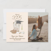 女性のカーボーイ国の写真の卒業発表 招待状 (正面)